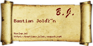 Bastian Jolán névjegykártya
